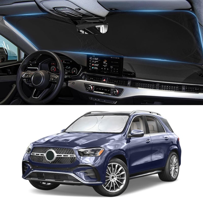 مظلة شمس لسيارة GLE 350 450، مظلة زجاج أمامي مناسبة لسيارات مرسيدس GLE 350 450 للأعوام 2020 2021 2022 2023 2024 2025 2026، ملحقات غطاء زجاج أمامي، واقي سيارة، يحجب الأشعة فوق البنفسجية والحرارة - Image 1