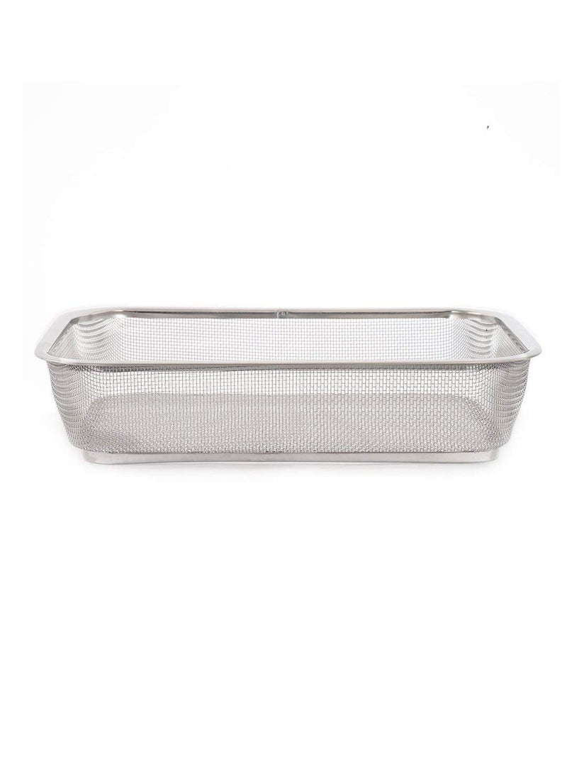 Dhanuom Durable and Rust Proof Stainless Steel Rectangular Shape Fridge Basket with Mesh Sink Strainer and Fruit Vegetable Drain Basket for Home Kitchen Restaurant1PCS - Image 4