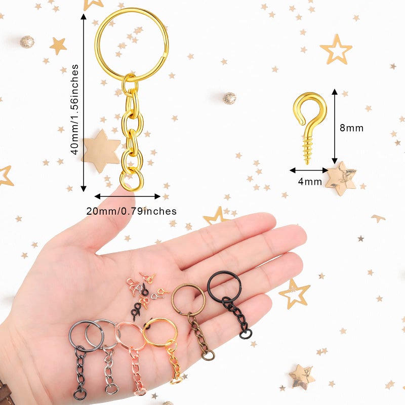 Hotop 360 Pcs Key Rings for Crafts Keychain Making Kit Including 90 Open Jump Rings Connectors, 180 Small Screw Eye Pins Hooks Bulk for DIY Keychain Supplies Crafts Jewelry Making(20 mm,Mixed Color) - Image 2
