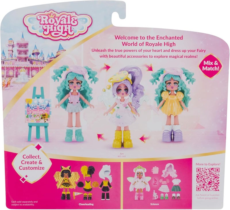 رويال هاي Jazwares Royale High 3” School Spirit Fashion Pack: Art - Light Series 1-1 Figure with 15 Accessories - Wings Become Rings - Virtual Item Code Included - Ages 5+ - Image 4