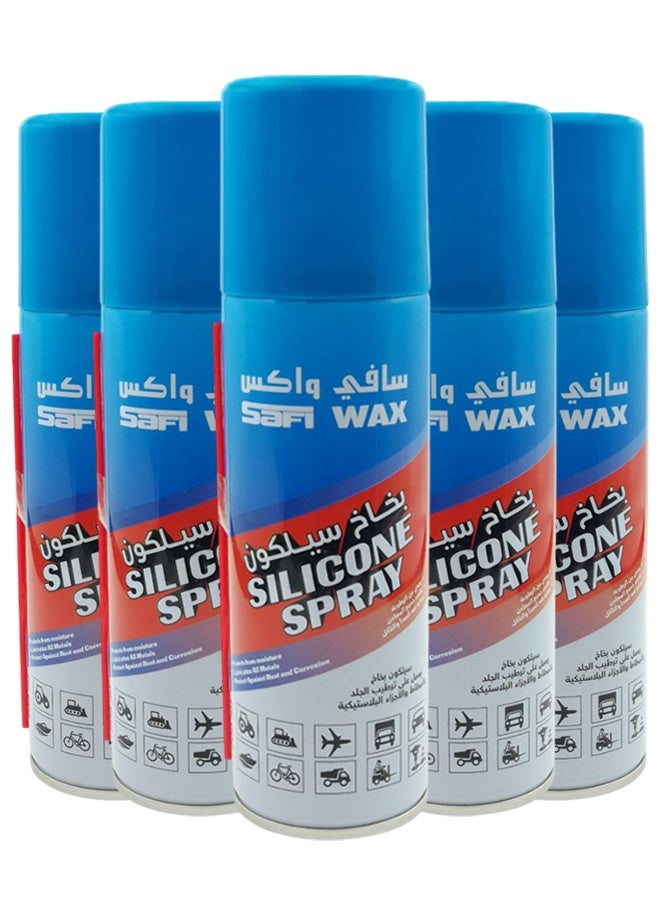 Safi WAX Combo 5 pcs Safi Wax Silicone Spray Moisturizes, Protects And Restores Elasticity for Rubber, Leather And Plastic Parts 400ml SFW-106 - Image 1