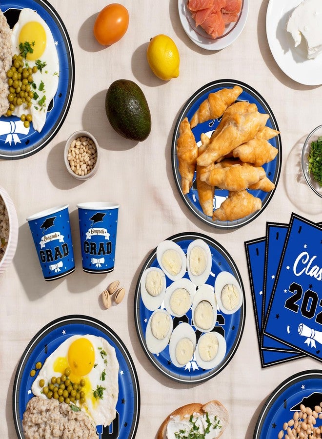 Leetous 2026 Graduation Decorations for Party, Blue Plates Napkins Cups Tablecloth with Congrats Grad Hanging Decor for 25 Guests, Congratulations Disposable Party Supplies Favors for College & Middle School - Image 4