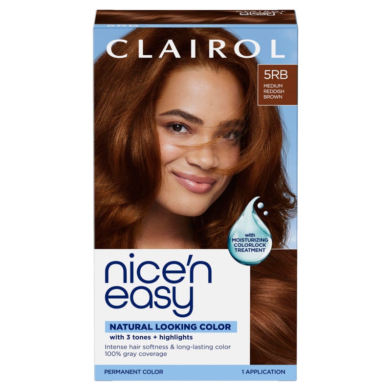 Clairol Nicen Easy Permanent Hair Dye 5RB Medium Reddish Brown 100 Gray Coverage LongLasting NaturalLooking Color Shine Pack of 1 - Image 3