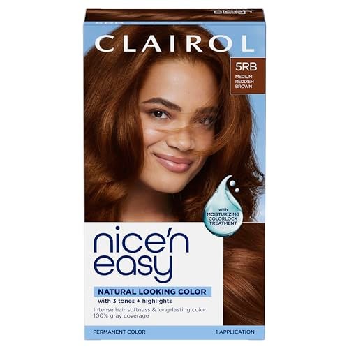 Clairol Nicen Easy Permanent Hair Dye 5RB Medium Reddish Brown 100 Gray Coverage LongLasting NaturalLooking Color Shine Pack of 1 - Image 1