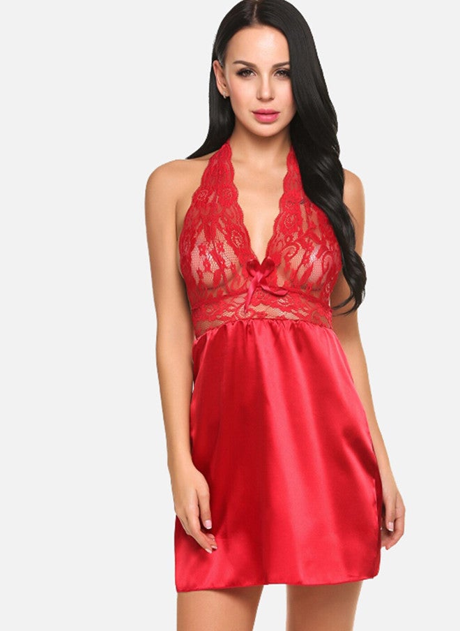 FIMS Satin Halter Neck Baby Doll - Image 1