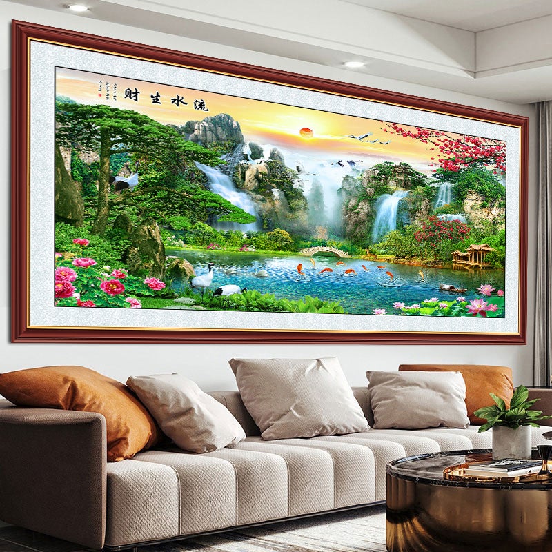 Living Room Landscape Painting Sofa Background Mural 3D Three-Dimensional Wall Sticker Self-Adhesive Decorative Painting Wall Sticker Minimalist Wall Sticker - Image 5