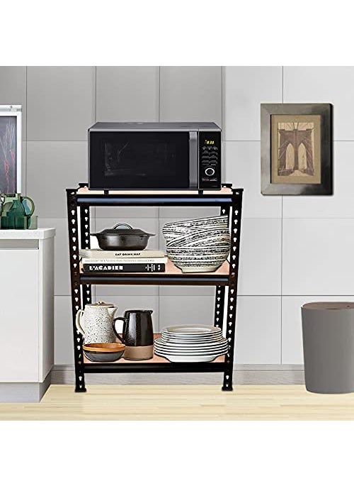 NAVRANG 36x36x18 Inches 3 Shelves Black Matte Finish Adjustable Shelving Unit Storage Display Rack Boltless Rivet