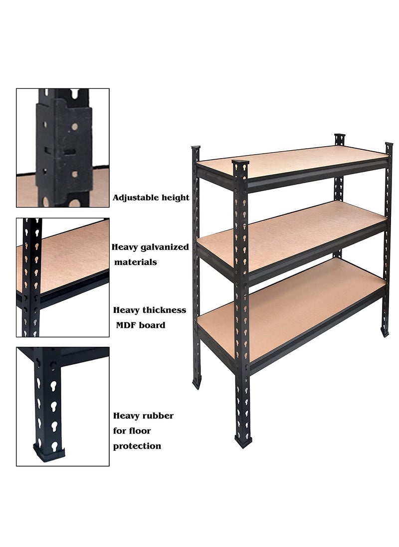 NAVRANG 36x36x18 Inches 3 Shelves Black Matte Finish Adjustable Shelving Unit Storage Display Rack Boltless Rivet