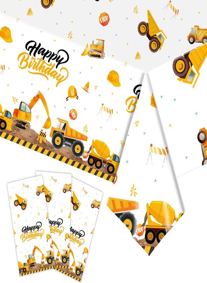 Eoopoon Kids Construction Truck Tablecloths, 3 Pack 54 x 108 Inch Disposable Party Table Covers, Construction Table Cloth for Boys Birthday, Toddler, Truck-Themed Party Decorations - Image 1
