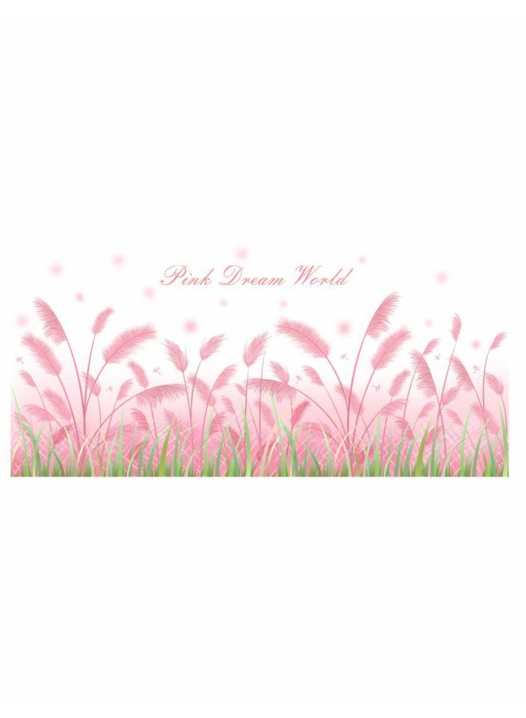Bluejw Pink Plant Flowers Self-Adhesive Removable Wall Stickers Perfect For Bedroom Corner Skirting In Living Room - Image 1