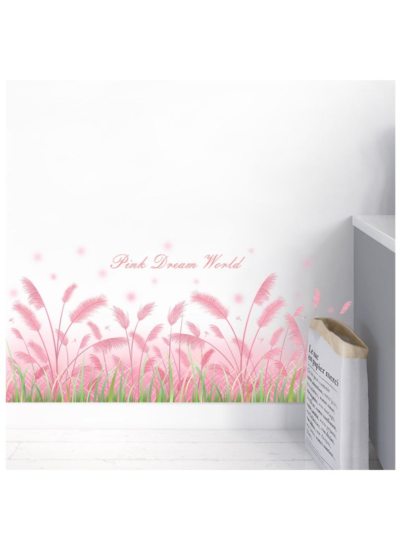 Bluejw Pink Plant Flowers Self-Adhesive Removable Wall Stickers Perfect For Bedroom Corner Skirting In Living Room - Image 4