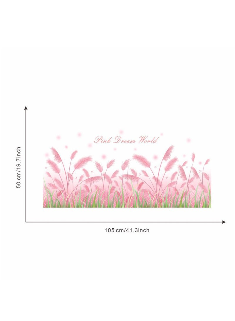 Bluejw Pink Plant Flowers Self-Adhesive Removable Wall Stickers Perfect For Bedroom Corner Skirting In Living Room - Image 2
