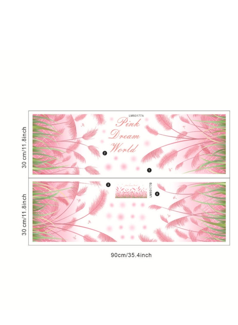 Bluejw Pink Plant Flowers Self-Adhesive Removable Wall Stickers Perfect For Bedroom Corner Skirting In Living Room - Image 3