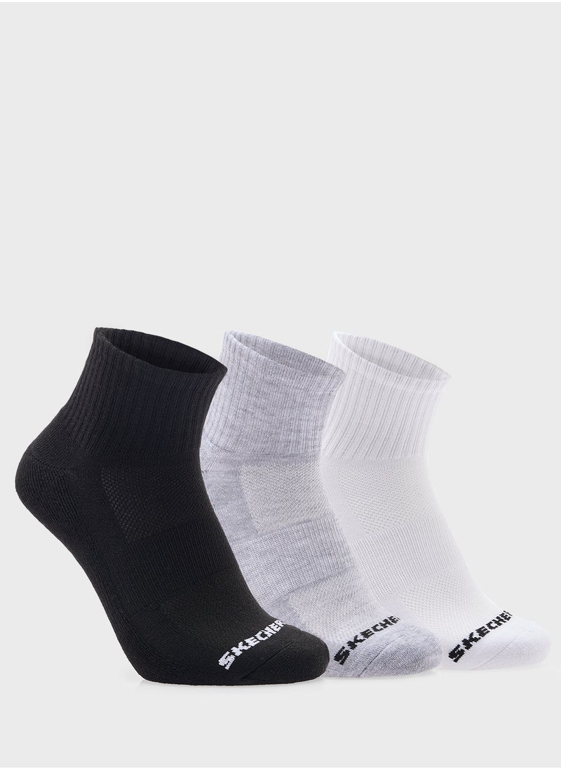 SKECHERS 3 Pack Terry Qtr Crew Socks  - Image 1