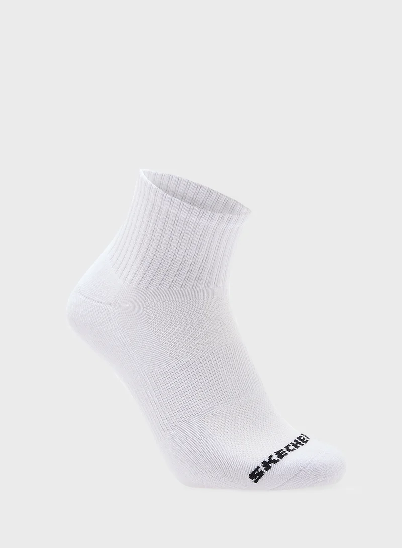 SKECHERS 3 Pack Terry Qtr Crew Socks