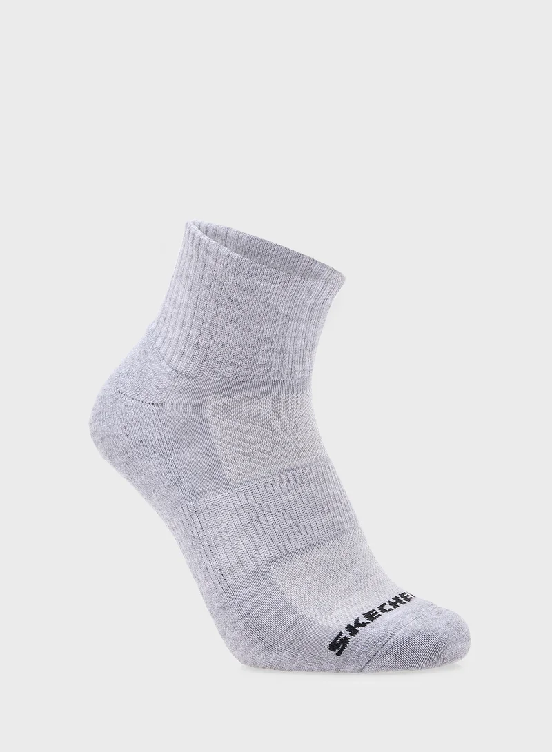 SKECHERS 3 Pack Terry Qtr Crew Socks