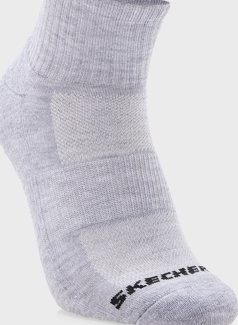 SKECHERS 3 Pack Terry Qtr Crew Socks