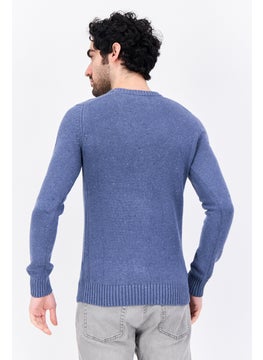 Jules Men Crew Neck Textured Long Sleeves Sweater, Sage Blue  - Image 4