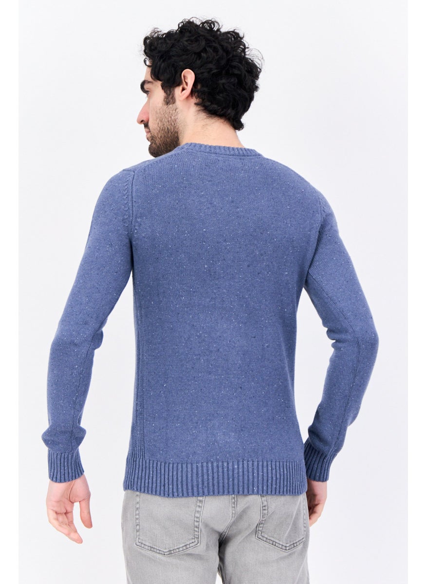 Jules Men Crew Neck Textured Long Sleeves Sweater, Sage Blue  - Image 4