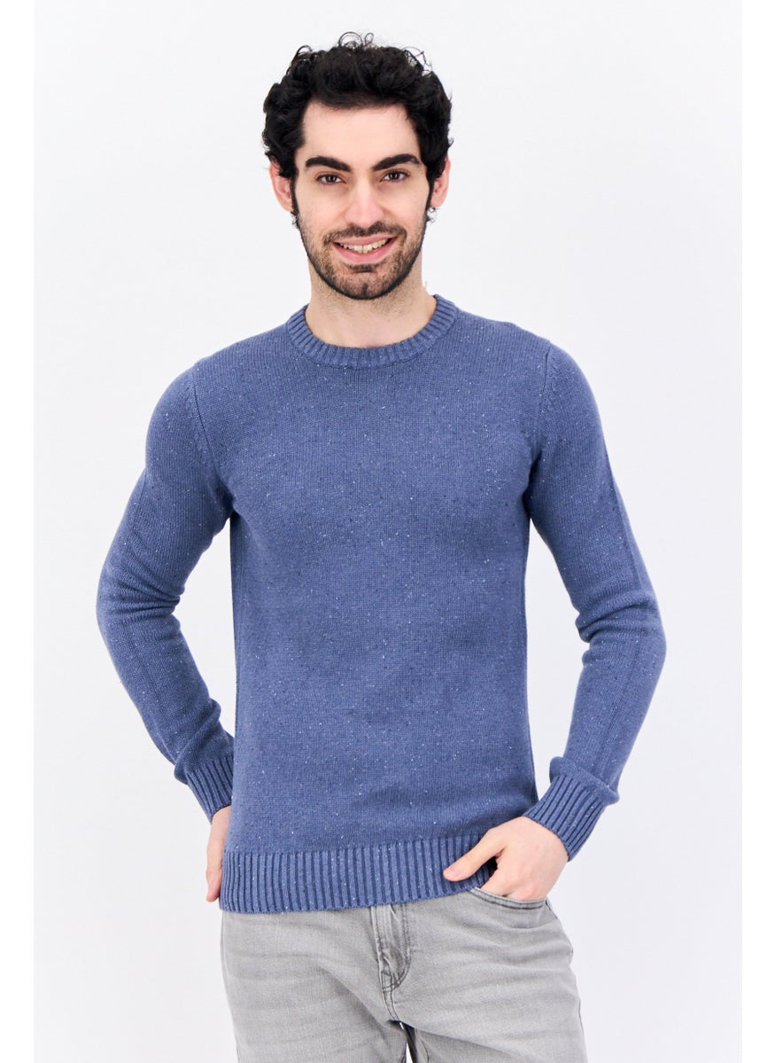 Jules Men Crew Neck Textured Long Sleeves Sweater, Sage Blue  - Image 1