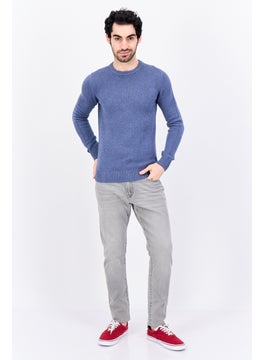 Jules Men Crew Neck Textured Long Sleeves Sweater, Sage Blue  - Image 2