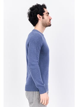 Jules Men Crew Neck Textured Long Sleeves Sweater, Sage Blue  - Image 3