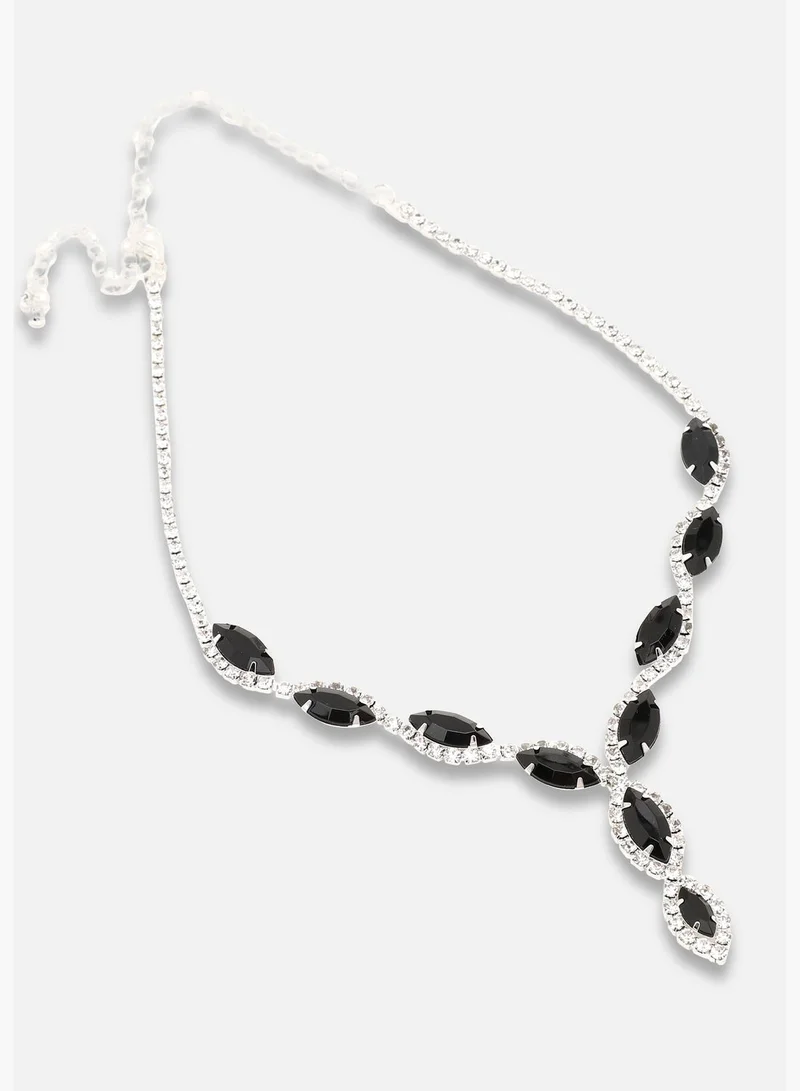 SOHI Silver Plated Party Designer Stone Necklace and Earring Set For Women