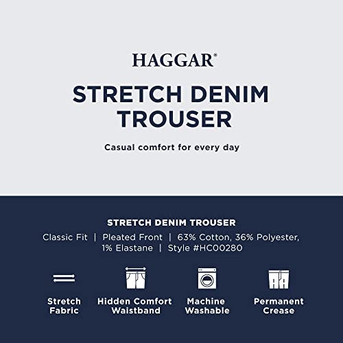 Haggar mens Classic Fit Denim Trouser - Regular and Big & Tall Sizes Casual Pants, Pleated Medium, 44W x 30L US - Image 4