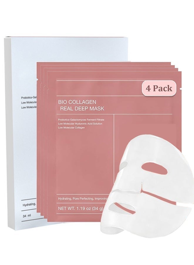Bio Collagen Face Mask, 4-Pack Hydrating Overnight Mask, Water Locking, Pore Minimizing - Image 1