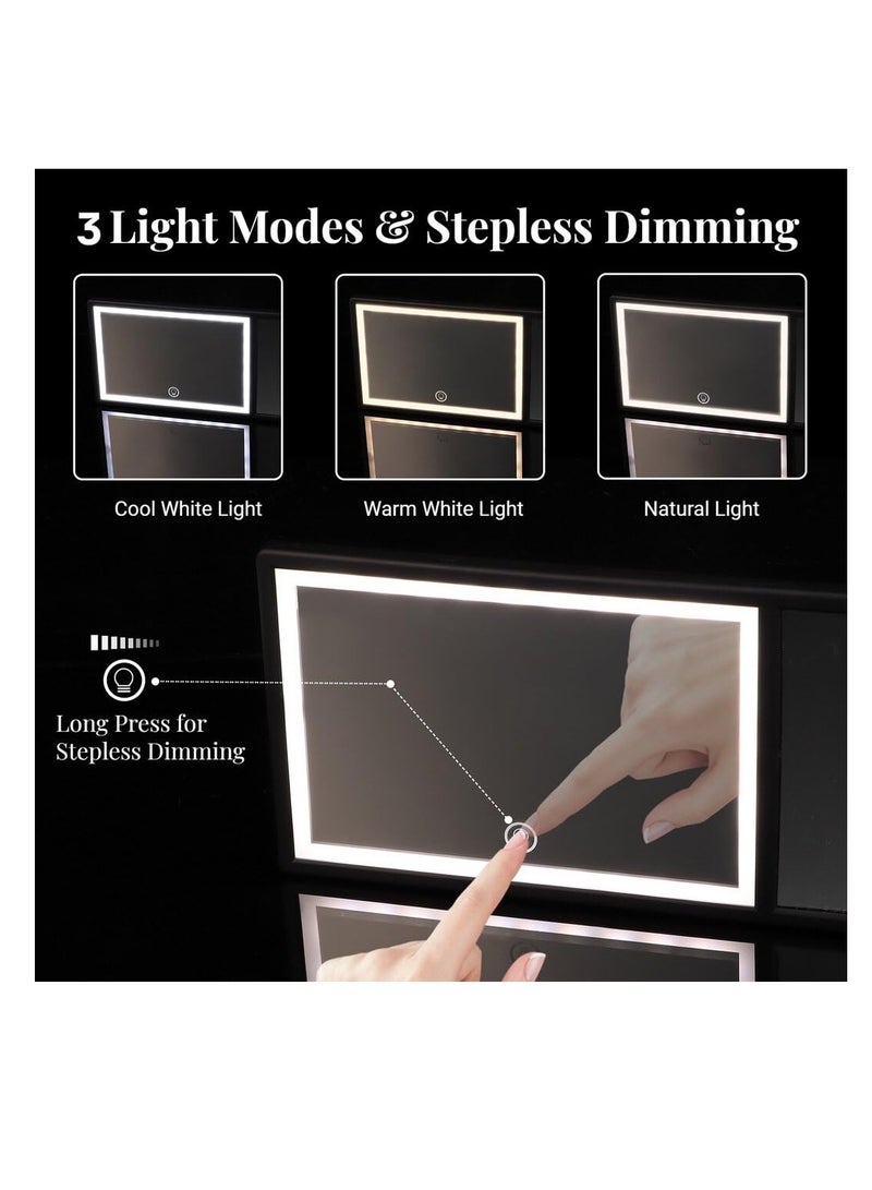 SOLARAE Car Sun Visor Vanity Mirror, Car Visor LED Makeup Mirror, Rechargeable Car Visor Vanity Mirror, with 5X Magnifying, 3 Light Modes and 62 LEDs Function, Universal for Car with Dimmable Fill Light - Image 4