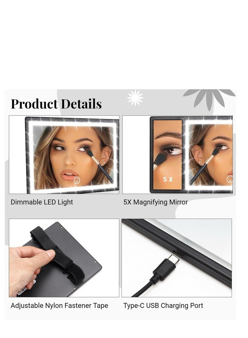 SOLARAE Car Sun Visor Vanity Mirror, Car Visor LED Makeup Mirror, Rechargeable Car Visor Vanity Mirror, with 5X Magnifying, 3 Light Modes and 62 LEDs Function, Universal for Car with Dimmable Fill Light - Image 5