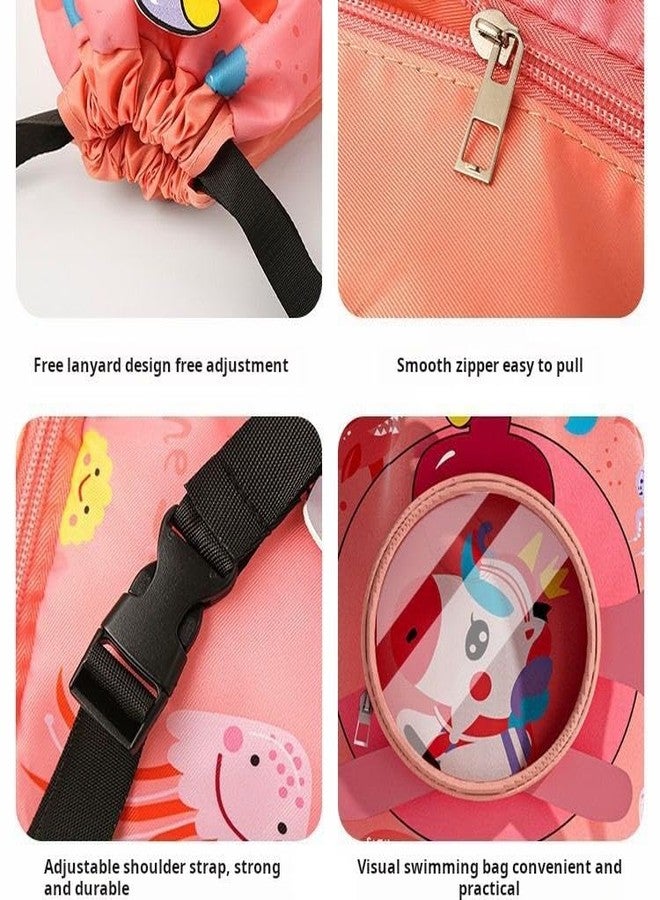 Radiance Unicorn Swimming Bag for Kids | Waterproof Drawstring Backpack with Cartoon Design | Lightweight Pool, Beach & Travel Bag for Boys & Girls (Dark Pink) - Image 4