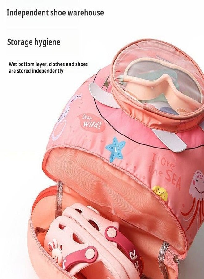Radiance Unicorn Swimming Bag for Kids | Waterproof Drawstring Backpack with Cartoon Design | Lightweight Pool, Beach & Travel Bag for Boys & Girls (Dark Pink) - Image 3