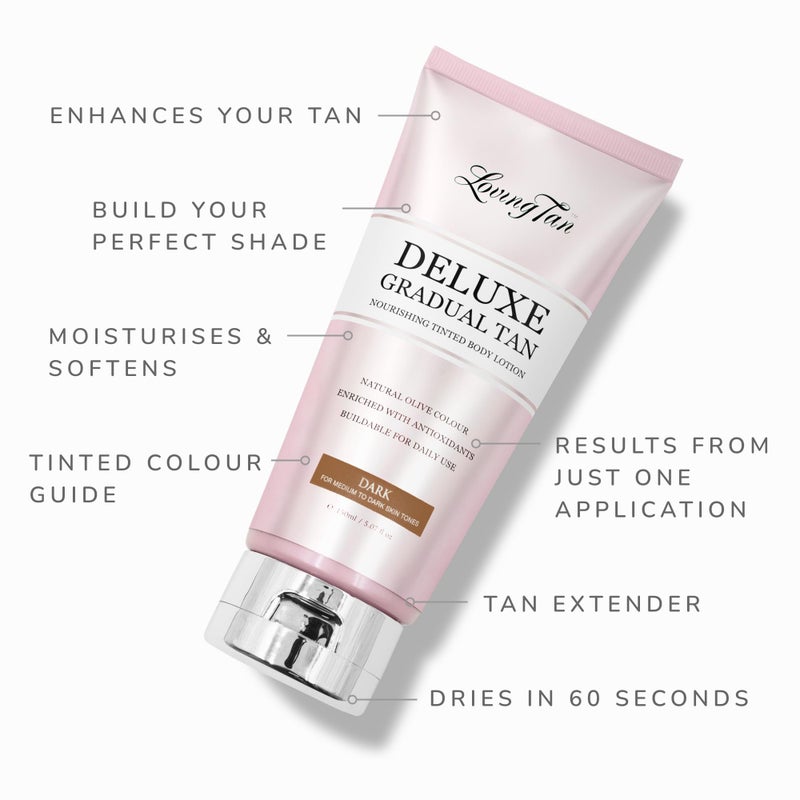 Loving Tan Deluxe Gradual Tan Lotion, Dark- Natural Looking Self Tanner, Professional Strength Sunless Tanner, 7+ Self Tanning Applications per Bottle- Cruelty Free, Naturally Derived DHA- 5.07 Fl Oz - Image 3