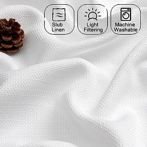 Chyhomenyc White Valance for Windows, Light Filtering Faux Linen Textured Semi Sheer Small Short Valance for Bathroom Laundry Basement, 60Wx14L inch, 1 Piece - Image 4