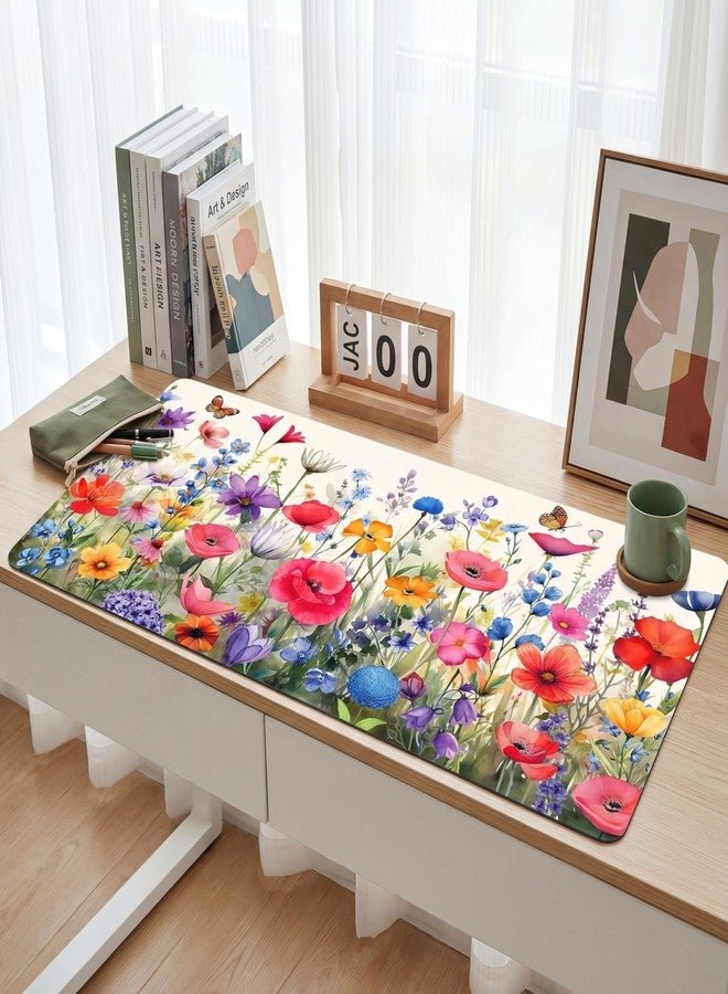 جيوجا وسادة ماوس Geyoga Flower Plants، مقاس 31.5 × 15.7 بوصة، بتصميم زهور وردية ربيعية، مناسبة لأجهزة الكمبيوتر المكتبية الكبيرة (XL)، لحماية سطح المكتب، ووسادة الماوس ولوحة المفاتيح، هدية مثالية للنساء للعودة إلى المدرسة، أو للعمل، أو المكتب، أو المنزل. - Image 4