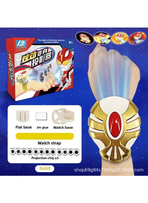 Superman Ultraman Monster Dynamic Projection Watch Children Cartoon Boy Transformer Interactive Luminous Toy Gift-Color:White