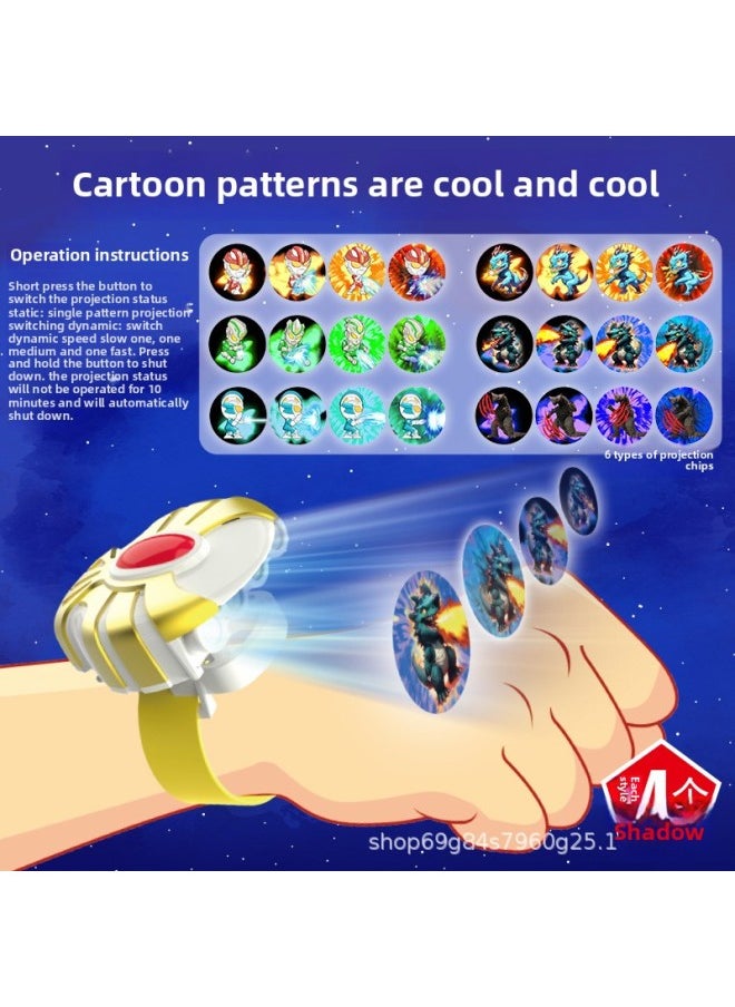 Superman Ultraman Monster Dynamic Projection Watch Children Cartoon Boy Transformer Interactive Luminous Toy Gift-Color:White