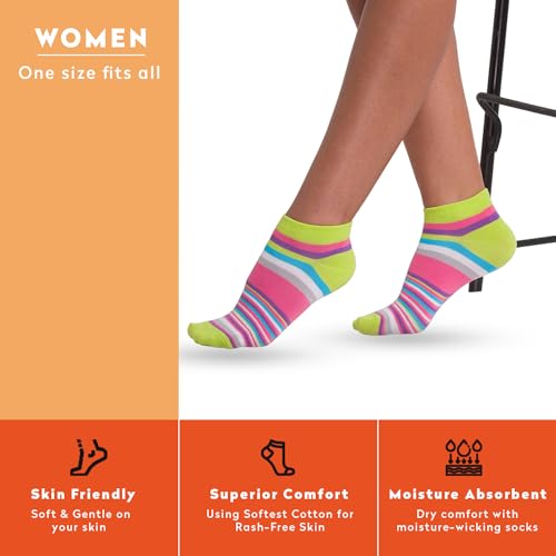 Supersox Ankle Socks For Women Made With Premium Cotton. Stylish Striped Design With Extra Softness, Anti Odour & Anti Bacterial - Free Size, Multicolor (Ankle Length) - Image 4