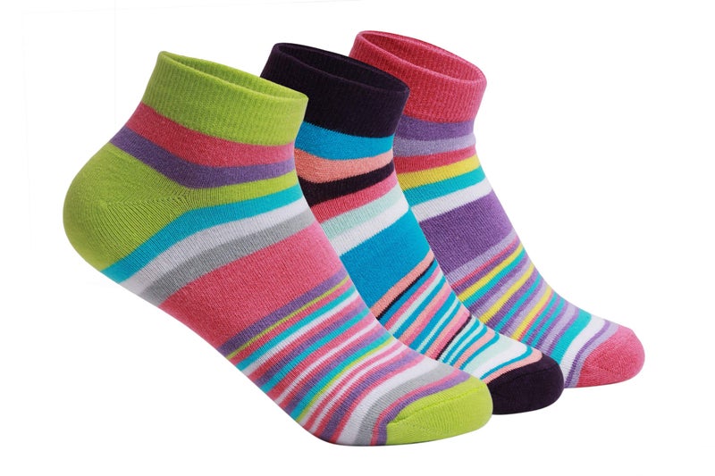 Supersox Ankle Socks For Women Made With Premium Cotton. Stylish Striped Design With Extra Softness, Anti Odour & Anti Bacterial - Free Size, Multicolor (Ankle Length) - Image 1
