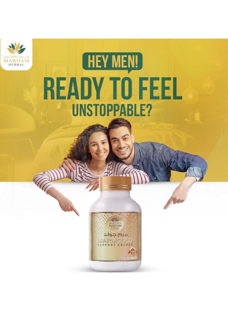 MARHAM HERBAL Marmgold Tablets: Support Energy - Daily Vitality & Stamina Supplement (30 Tablets) - Image 2