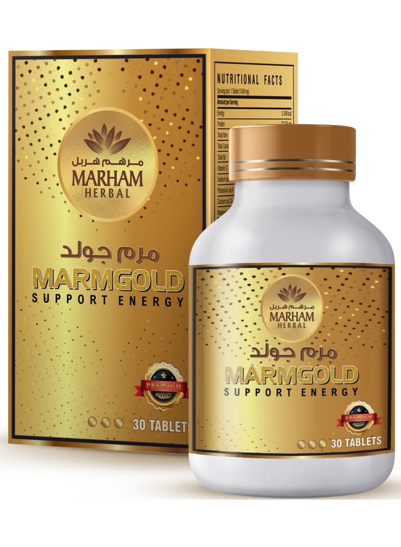 MARHAM HERBAL Marmgold Tablets: Support Energy - Daily Vitality & Stamina Supplement (30 Tablets) - Image 1