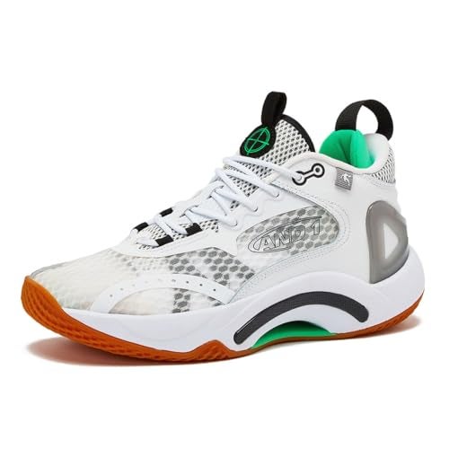 AND1 Scope Basketball Shoes for Women and Men, High Top Men’s Basketball Shoes - Womens Basketball Sneakers - White/Light Green, 14 Medium - Image 1