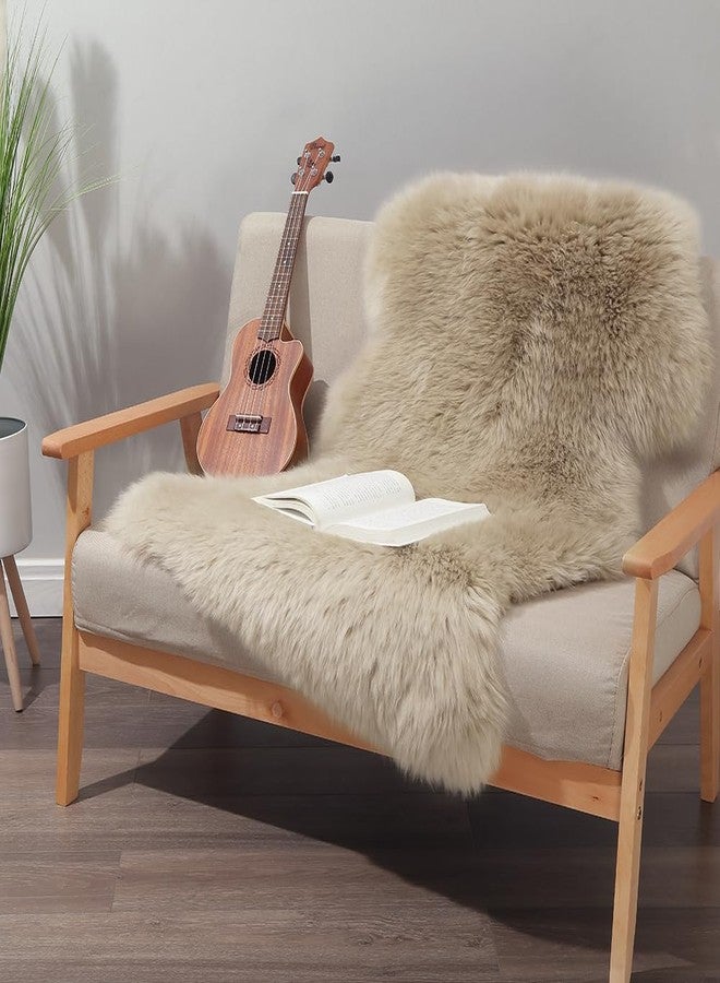 IRIWOOL Premium Genuine Fur Sheepskin Rug Real Australia Sheepskin Natural Luxury Fluffy Lambskin Fur Area Rug Seat Covers for Kids Bedroom Sofa Chair Cover (Creamy Gray, Single Pelt/2ft x 3ft) - Image 2