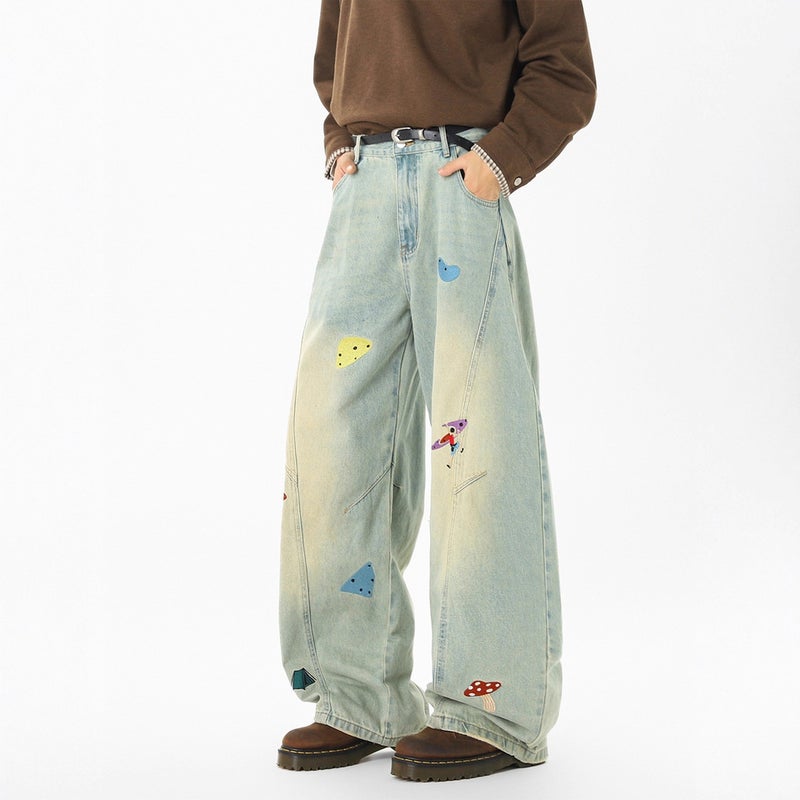 Unisex Classic Denim Jeans Loose Fit Daily Outdoor Wear - Image 1