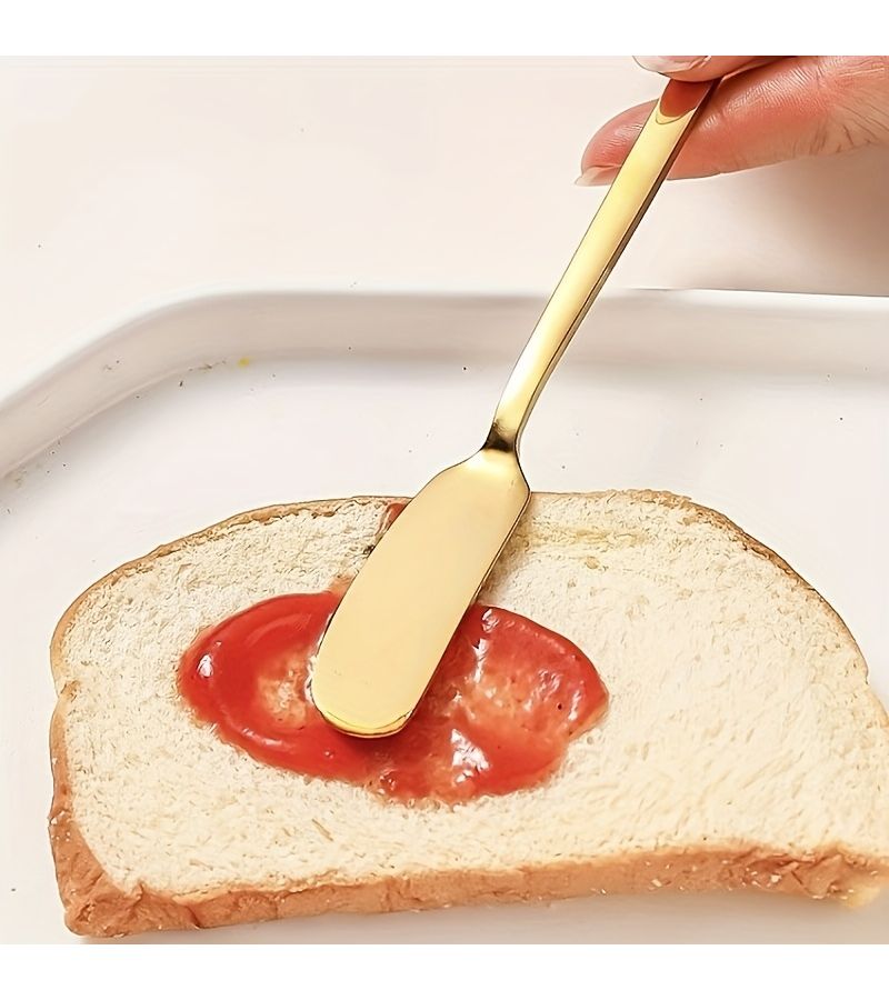 6 Piece Golden Butter Knives Food Grade Stainless Steel Jam Applicators Dishwasher Safe - Image 4
