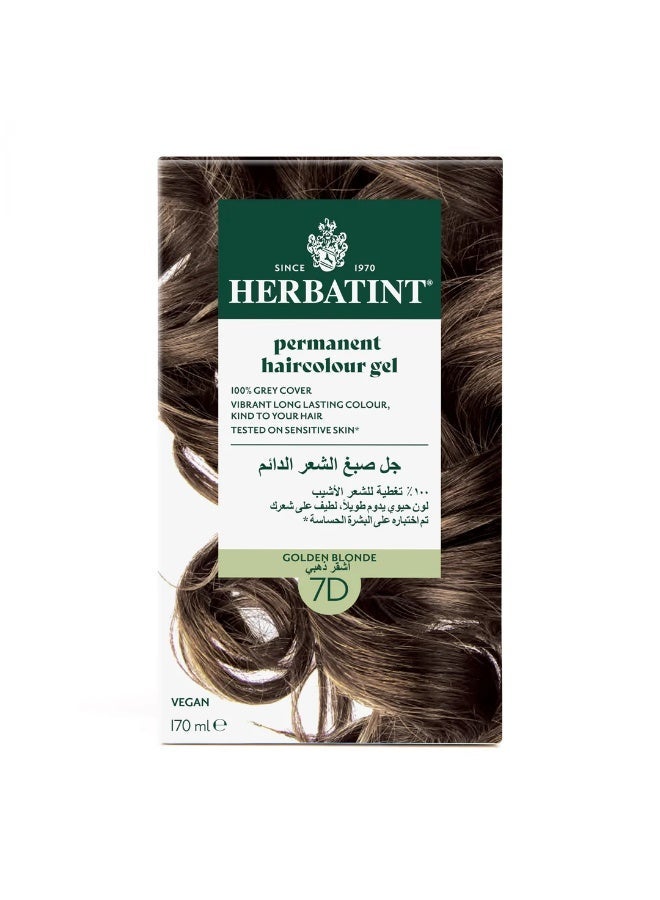 Herbatint Permanent Haircolor Gel 7D Golden Blonde Alcohol Free Vegan 100% Grey Coverage - 170 ml - Image 1