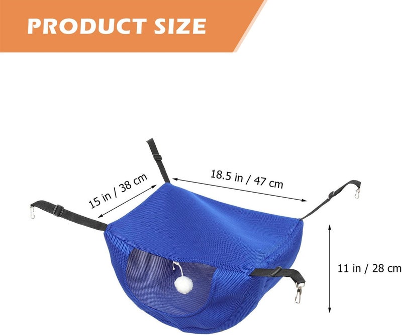 Cat Hammock Mesh Hanging Pet Bed Breathable Washable Blue M for Small Cats Indoor Cage Use - Image 2