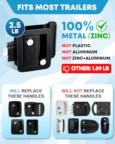 Kohree Upgraded RV Door Lock Replacement with Paddle Deadbolt, 100% Zinc Alloy, Camper Door Handle Latch, RV Enclosed Travel Trailer Entry Door Lock with Keys for Camper Horse Trailer Cargo, Black - Image 2