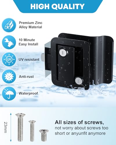 Kohree Upgraded RV Door Lock Replacement with Paddle Deadbolt, 100% Zinc Alloy, Camper Door Handle Latch, RV Enclosed Travel Trailer Entry Door Lock with Keys for Camper Horse Trailer Cargo, Black - Image 4